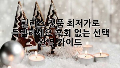 힐리스 정품 최저가로 득템하세요! 후회 없는 선택 완벽 가이드